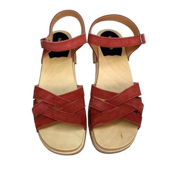 NWT Swedish Hasbeens New Braided Sandals 39 / 9 Rost Rust Suede Leather - Picture 3 of 11